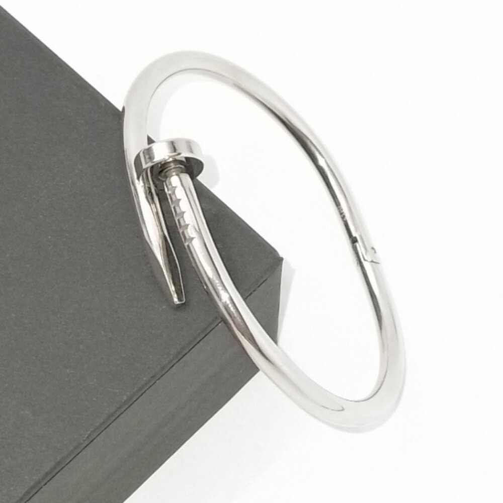 18k Gold Plated Nail-Style Bangle Bracelet 316L Steel Silver for Women & Men